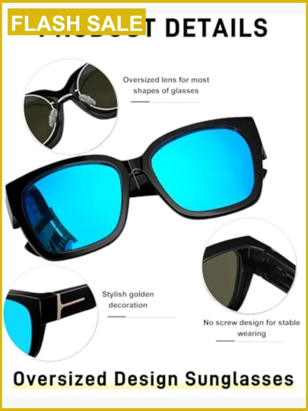 Oversized Fit Over Polarized Square Sunglasses UV400